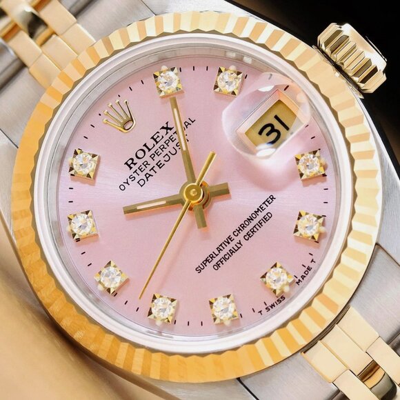 Sale! Rolex Ladies Diamond Pink Dial Datejust Watch With BOX - Picture 1 of 7